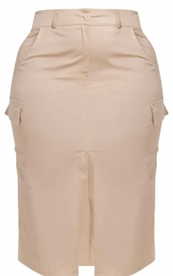 Plus Stone Split Front Cargo Skirt