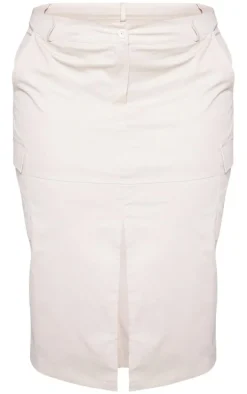 Plus Stone Split Front Cargo Skirt
