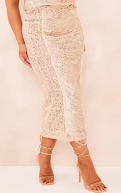 Plus Stone Tassel Crochet Maxi Skirt
