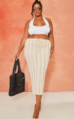 Plus Stone Textured Knit Maxi Skirt