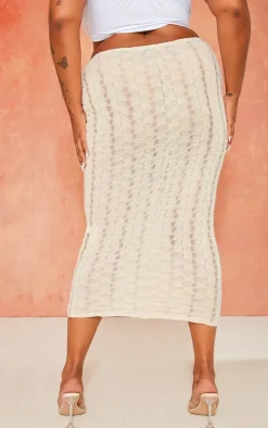 Plus Stone Textured Knit Maxi Skirt