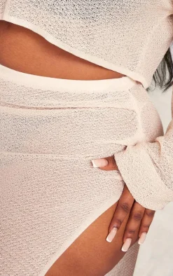 Plus Stone Textured Sheer Knit Ruched Side Maxi Skirt