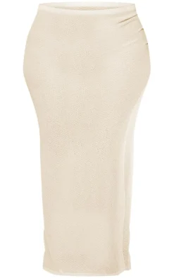 Plus Stone Textured Sheer Knit Ruched Side Maxi Skirt