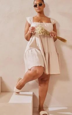 Plus Stone Textured Tiered Shift Dress