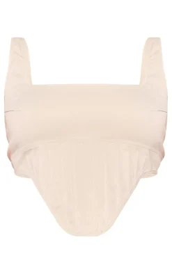 Plus Stone Twill Dip Hem Structured Cargo Corset