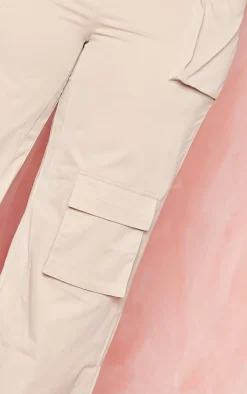 Plus Stone Twill Pocket Detail High Waist Cargo Pants
