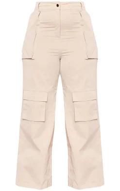 Plus Stone Twill Pocket Detail High Waist Cargo Pants