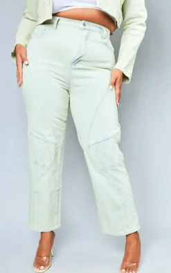 Plus Stone Vintage Wash Seam Detail Cargo Denim Jeans