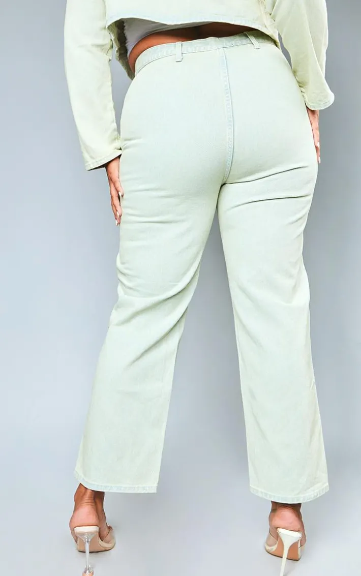 Plus Stone Vintage Wash Seam Detail Cargo Denim Jeans