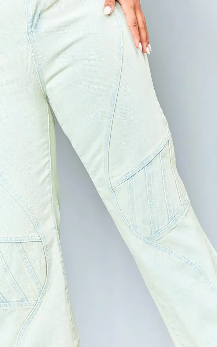 Plus Stone Vintage Wash Seam Detail Cargo Denim Jeans