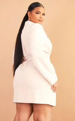 Plus Stone Wrap Front Tassel Belted Dress