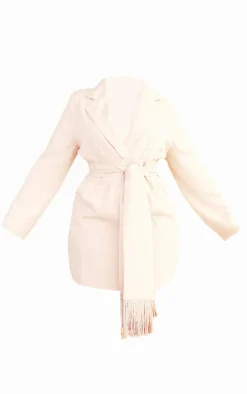 Plus Stone Wrap Front Tassel Belted Dress