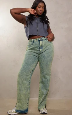 Plus Vintage Blue Wash Split Hem Jeans