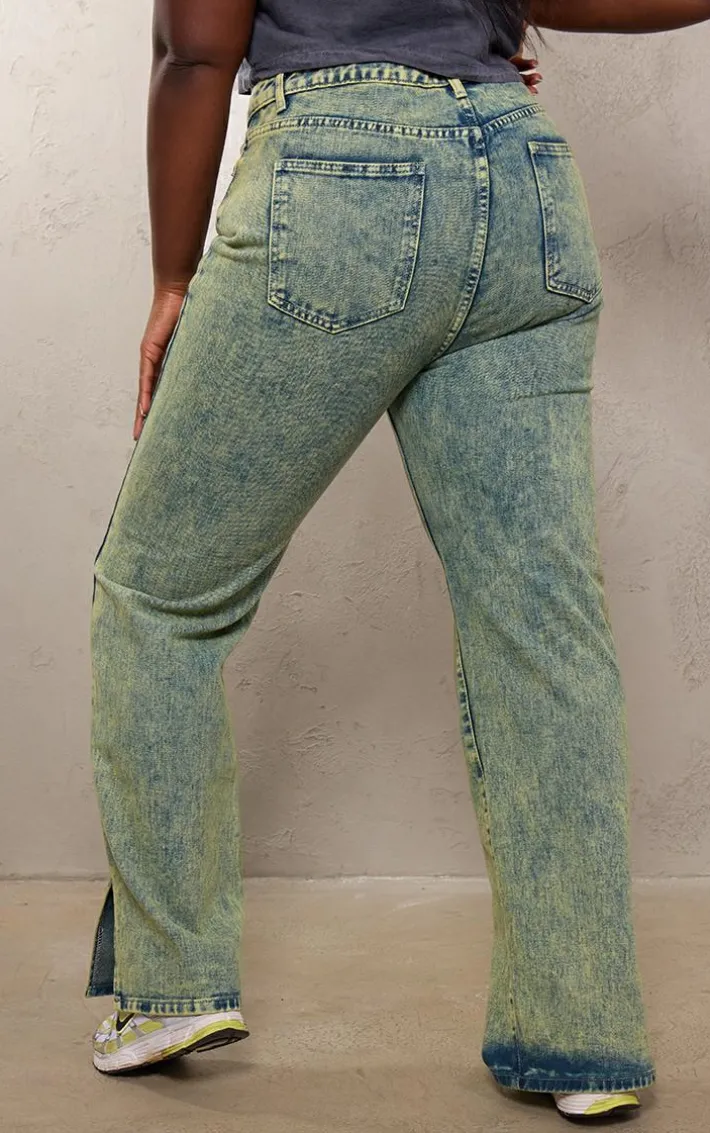Plus Vintage Blue Wash Split Hem Jeans