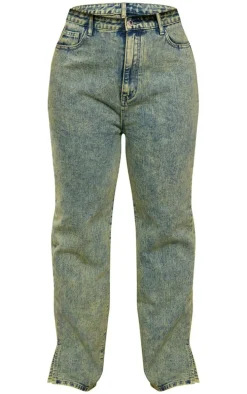 Plus Vintage Blue Wash Split Hem Jeans