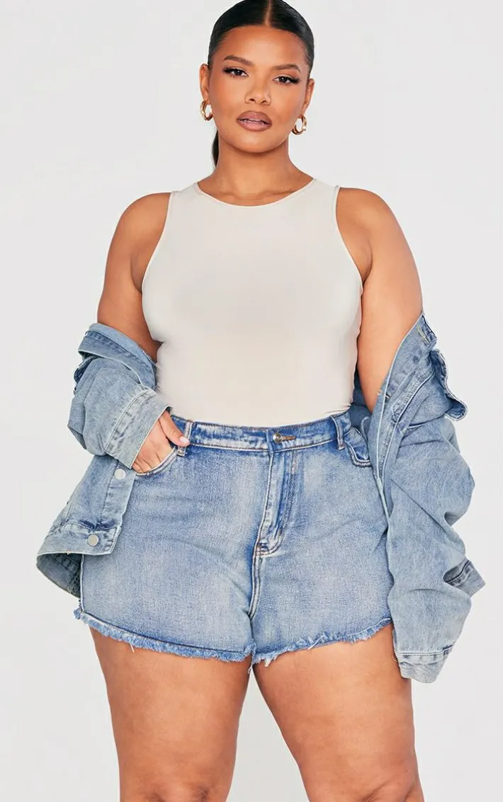Plus Vintage High Waisted Denim Shorts