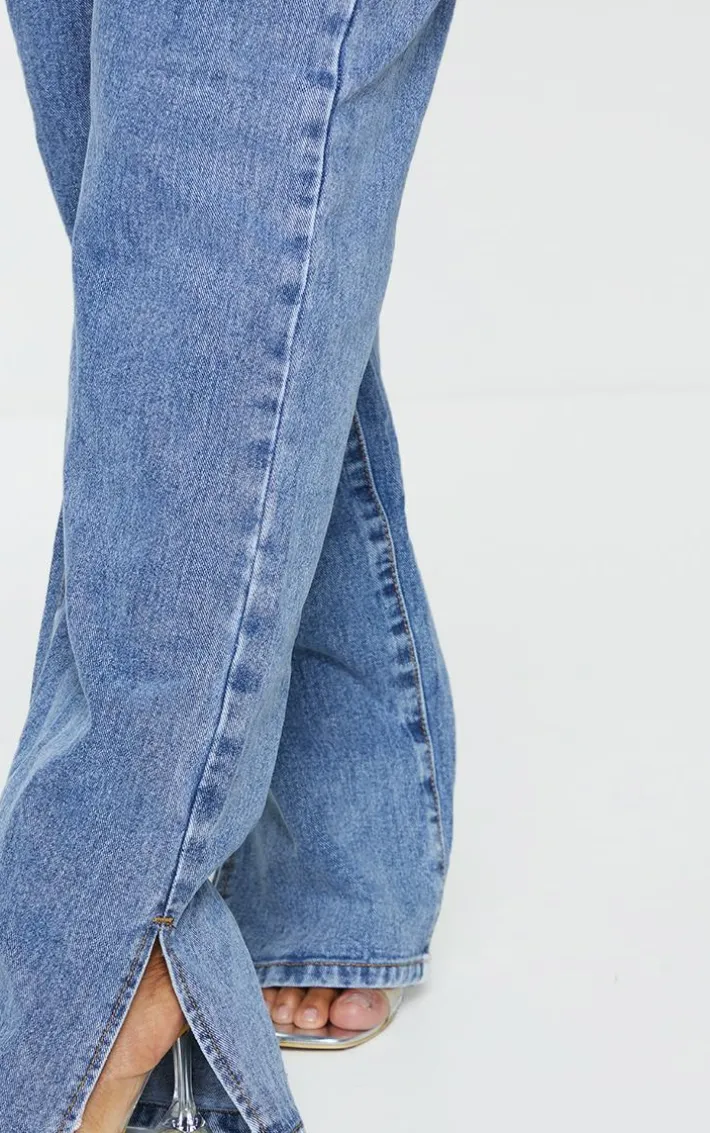 Plus Vintage Wash Split Hem Jeans