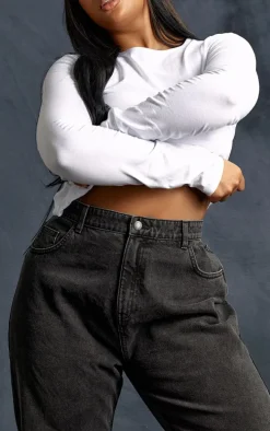 Plus Washed Black High Rise Straight Leg Jeans