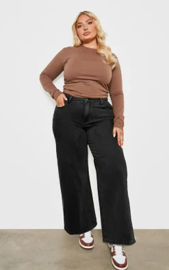 Plus Washed Black Low Rise Washed Boyfriend Jeans