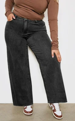 Plus Washed Black Low Rise Washed Boyfriend Jeans