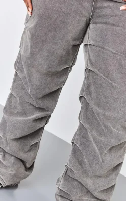 Plus Washed Grey Ruched Straight Leg Denim Jeans
