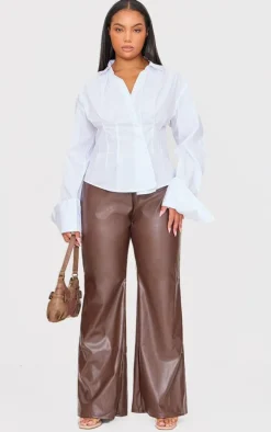 Plus White Asymmetric Cinched Shirt