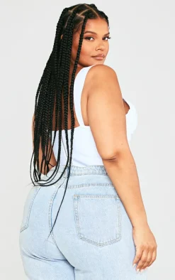 Plus White Bandage Dip Hem Bust Cup Corset