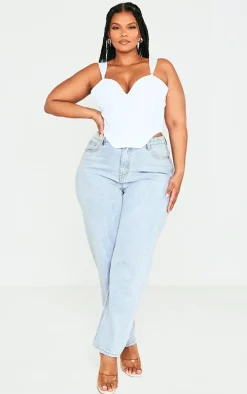 Plus White Bandage Dip Hem Bust Cup Corset