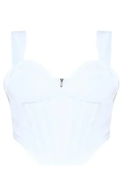 Plus White Bandage Dip Hem Bust Cup Corset