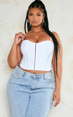 Plus White Bandage Hook And Eye Structured Corset