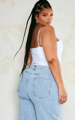 Plus White Bandage Hook And Eye Structured Corset