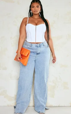 Plus White Bandage Hook And Eye Structured Corset