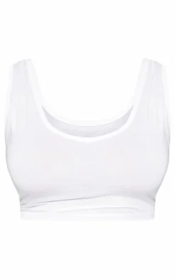 Plus White Basic Jersey Square Neck Crop Tank