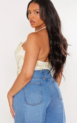 Plus White Broderie Hook And Eye Crop Top