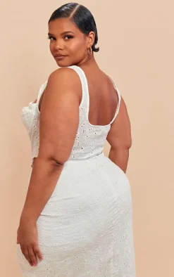 Plus White Broderie Structured Corset Top