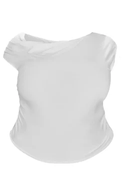 Plus White Contour Jersey Asymmetric Neckline Top