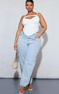 Plus White Cut Out Boned Corset
