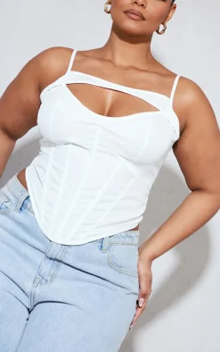 Plus White Cut Out Boned Corset