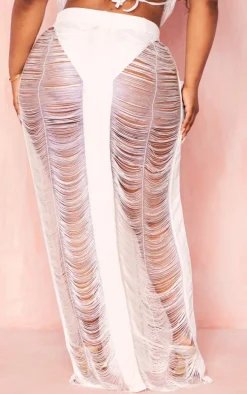 Plus White Fringed Maxi Skirt