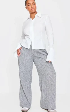 Plus White Hook And Eye Flare Sleeve Shirt