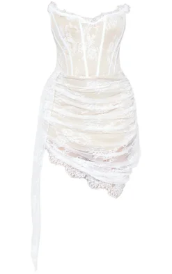 Plus White Lace Detail Corset Bandeau Mini Dress