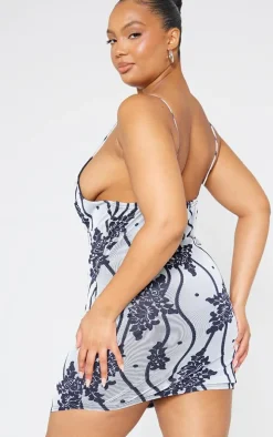 Plus White Lace Strappy Corset Detail Bodycon Mini Dress