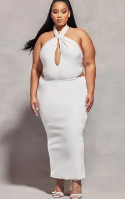 Plus White Low Rise Maxi Skirt