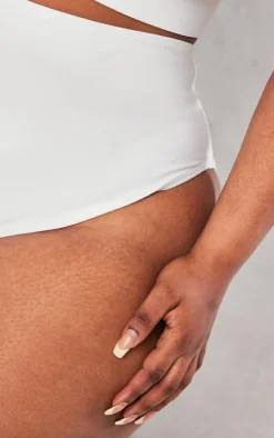 Plus White Mix & Match High Waist Bikini Bottoms