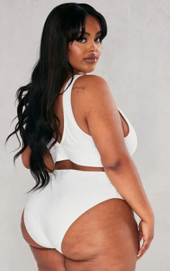 Plus White Mix & Match Plunge Bikini Top