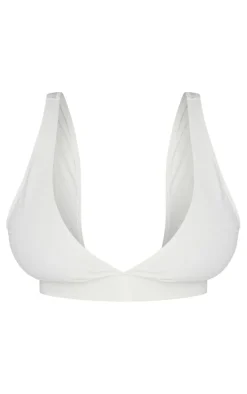 Plus White Mix & Match Plunge Bikini Top