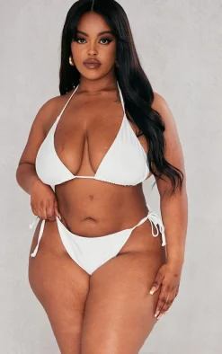 Plus White Mix & Match Triangle Halter Bikini Top