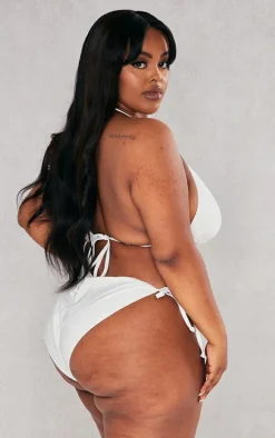 Plus White Mix & Match Triangle Halter Bikini Top