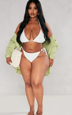 Plus White Mix & Match Triangle Halter Bikini Top