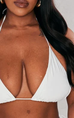 Plus White Mix & Match Triangle Halter Bikini Top